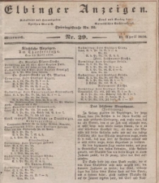 Elbinger Anzeigen, Nr. 29. Mittwoch, 11. April 1838