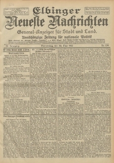 Elbinger Neueste Nachrichten, Nr. 124 Donnerstag 30 Mai 1912 64. Jahrgang