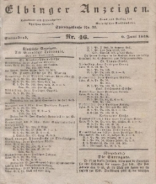 Elbinger Anzeigen, Nr. 46. Sonnabend, 9. Juni 1838