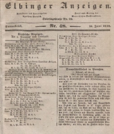 Elbinger Anzeigen, Nr. 48. Sonnabend, 16. Juni 1838
