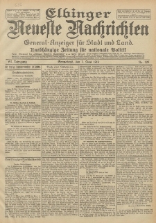 Elbinger Neueste Nachrichten, Nr. 126 Sonnabend 1 Juni 1912 64. Jahrgang