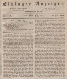 Elbinger Anzeigen, Nr. 51. Mittwoch, 27. Juni 1838