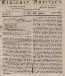 Elbinger Anzeigen, Nr. 53. Mittwoch, 4. Juli 1838