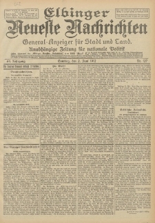 Elbinger Neueste Nachrichten, Nr. 127 Sonntag 2 Juni 1912 64. Jahrgang