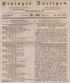 Elbinger Anzeigen, Nr. 60. Sonnabend, 28. Juli 1838