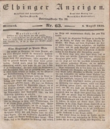 Elbinger Anzeigen, Nr. 63. Mittwoch, 8. August 1838
