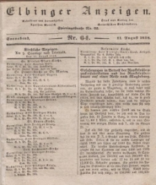 Elbinger Anzeigen, Nr. 64. Sonnabend, 11. August 1838