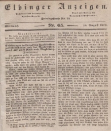 Elbinger Anzeigen, Nr. 65. Mittwoch, 15. August 1838