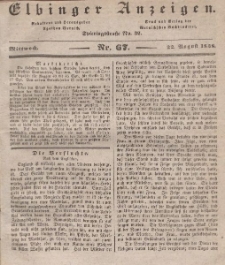 Elbinger Anzeigen, Nr. 67. Mittwoch, 22. August 1838