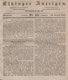 Elbinger Anzeigen, Nr. 69. Mittwoch, 29. August 1838