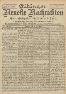 Elbinger Neueste Nachrichten, Nr. 128 Dienstag 4 Juni 1912 64. Jahrgang