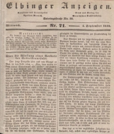 Elbinger Anzeigen, Nr. 71. Mittwoch, 5. September 1838