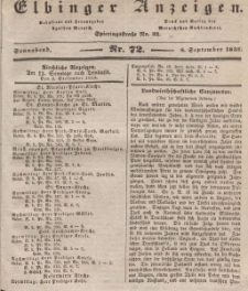 Elbinger Anzeigen, Nr. 72. Sonnabend, 8. September 1838