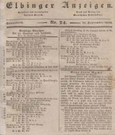 Elbinger Anzeigen, Nr. 74. Sonnabend, 15. September 1838