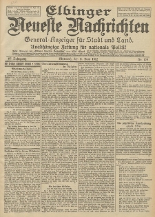 Elbinger Neueste Nachrichten, Nr. 129 Mittwoch 5 Juni 1912 64. Jahrgang