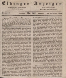 Elbinger Anzeigen, Nr. 81. Mittwoch, 10. Oktober 1838