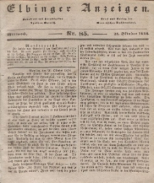 Elbinger Anzeigen, Nr. 85. Mittwoch, 24. Oktober 1838