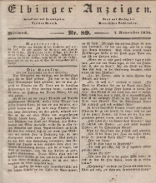 Elbinger Anzeigen, Nr. 89. Mittwoch, 7. November 1838