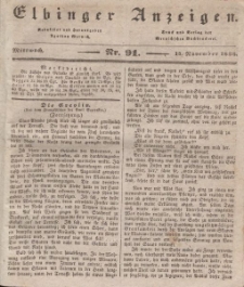 Elbinger Anzeigen, Nr. 91. Mittwoch, 14. November 1838