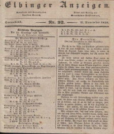 Elbinger Anzeigen, Nr. 92. Sonnabend, 17. November 1838