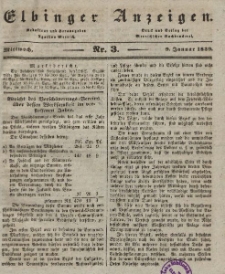 Elbinger Anzeigen, Nr. 3. Mittwoch, 9. Januar 1839