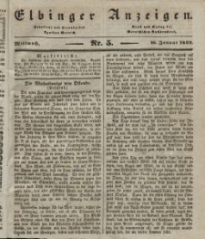 Elbinger Anzeigen, Nr. 5. Mittwoch, 16. Januar 1839