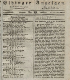 Elbinger Anzeigen, Nr. 12. Sonnabend, 9. Februar 1839