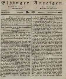 Elbinger Anzeigen, Nr. 13. Mittwoch, 13. Februar 1839