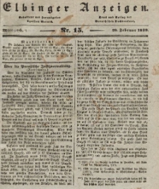 Elbinger Anzeigen, Nr. 15. Mittwoch, 20. Februar 1839