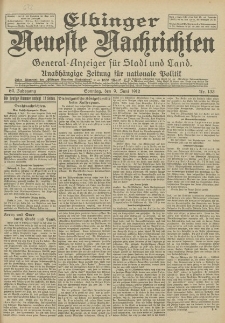 Elbinger Neueste Nachrichten, Nr. 133 Sonntag 9 Juni 1912 64. Jahrgang