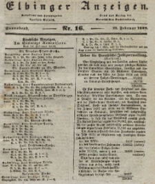Elbinger Anzeigen, Nr. 16. Sonnabend, 23. Februar 1839