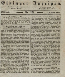Elbinger Anzeigen, Nr. 19. Mittwoch, 6. März 1839