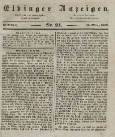 Elbinger Anzeigen, Nr. 21. Mittwoch, 13. März 1839