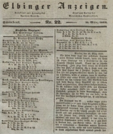 Elbinger Anzeigen, Nr. 22. Sonnabend, 16. März 1839