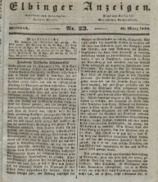 Elbinger Anzeigen, Nr. 23. Mittwoch, 20. März 1839