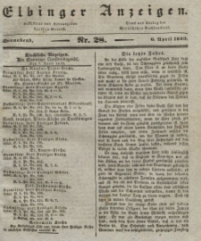 Elbinger Anzeigen, Nr. 28. Sonnabend, 6. April 1839