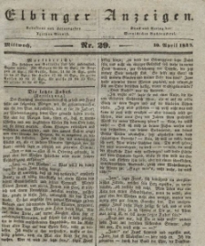 Elbinger Anzeigen, Nr. 29. Mittwoch, 10. April 1839