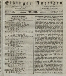 Elbinger Anzeigen, Nr. 32. Sonnabend, 20. April 1839
