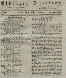 Elbinger Anzeigen, Nr. 33. Dienstag, 23. April 1839