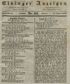 Elbinger Anzeigen, Nr. 34. Sonnabend, 27. April 1839