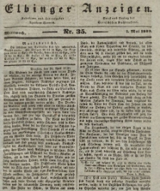 Elbinger Anzeigen, Nr. 35. Mittwoch, 1. Mai 1839