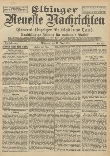 Elbinger Neueste Nachrichten, Nr. 135 Mittwoch 12 Juni 1912 64. Jahrgang