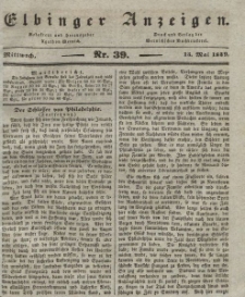 Elbinger Anzeigen, Nr. 39. Mittwoch, 15. Mai 1839