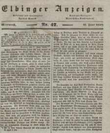 Elbinger Anzeigen, Nr. 47. Mittwoch, 12. Juni 1839