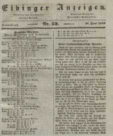Elbinger Anzeigen, Nr. 52. Sonnabend, 29. Juni 1839