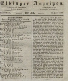 Elbinger Anzeigen, Nr. 56. Sonnabend, 13. Juli 1839