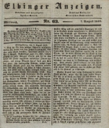 Elbinger Anzeigen, Nr. 63. Mittwoch, 7. August 1839