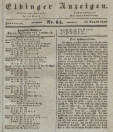 Elbinger Anzeigen, Nr. 64. Sonnabend, 10. August 1839