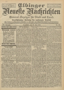 Elbinger Neueste Nachrichten, Nr. 138 Sonnabend 15 Juni 1912 64. Jahrgang
