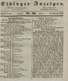 Elbinger Anzeigen, Nr. 70. Sonnabend, 31. August 1839